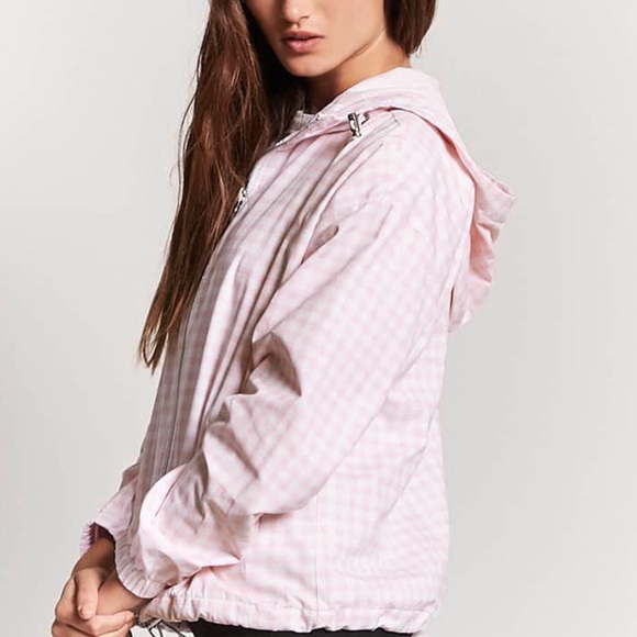 gingham hooded shirt